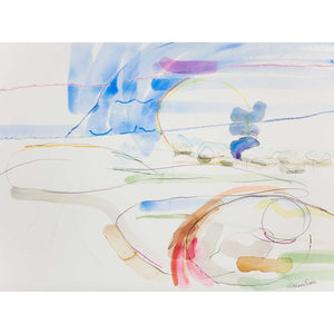 Delicate Landscape #3 - Watercolor and oil pastel on paper by Swain Graham - Fp Art Online