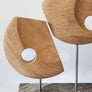 Fans - Handmade chestnut wood shelf sculpture with green marble base by Fp Art Collection - Fp Art Online