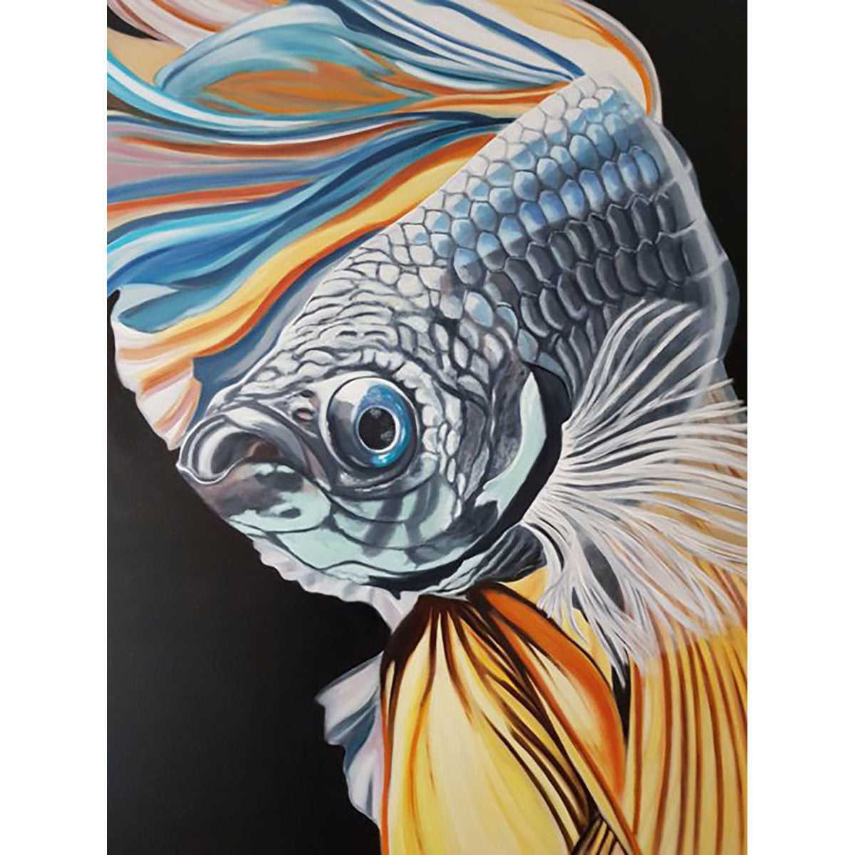 Fighting Fish - Oil painting on canvas, animal theme - Trentin