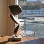 Pink Stone - Handmade mahogany wood shelf sculpture with Carrara marble base by Fp Art Collection - Fp Art Online