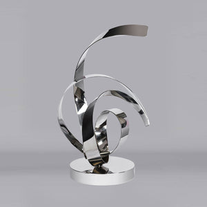 Iron Ribbon #25 - Stainless steel sculpture and base by Fp Art Collection - Fp Art Online