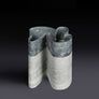 Stripes C3, Extremely thin lagoon green / Indian green marble vase by Bufalini Marble Ulian Paolo - Fp Art Online