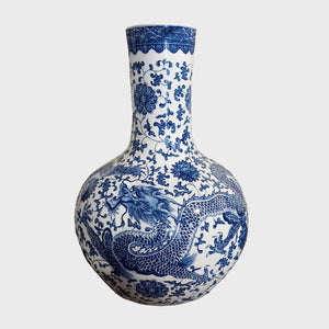 Chinese Vase with Hand-Painted Blue Dragon by China Tibet - Fp Art Online