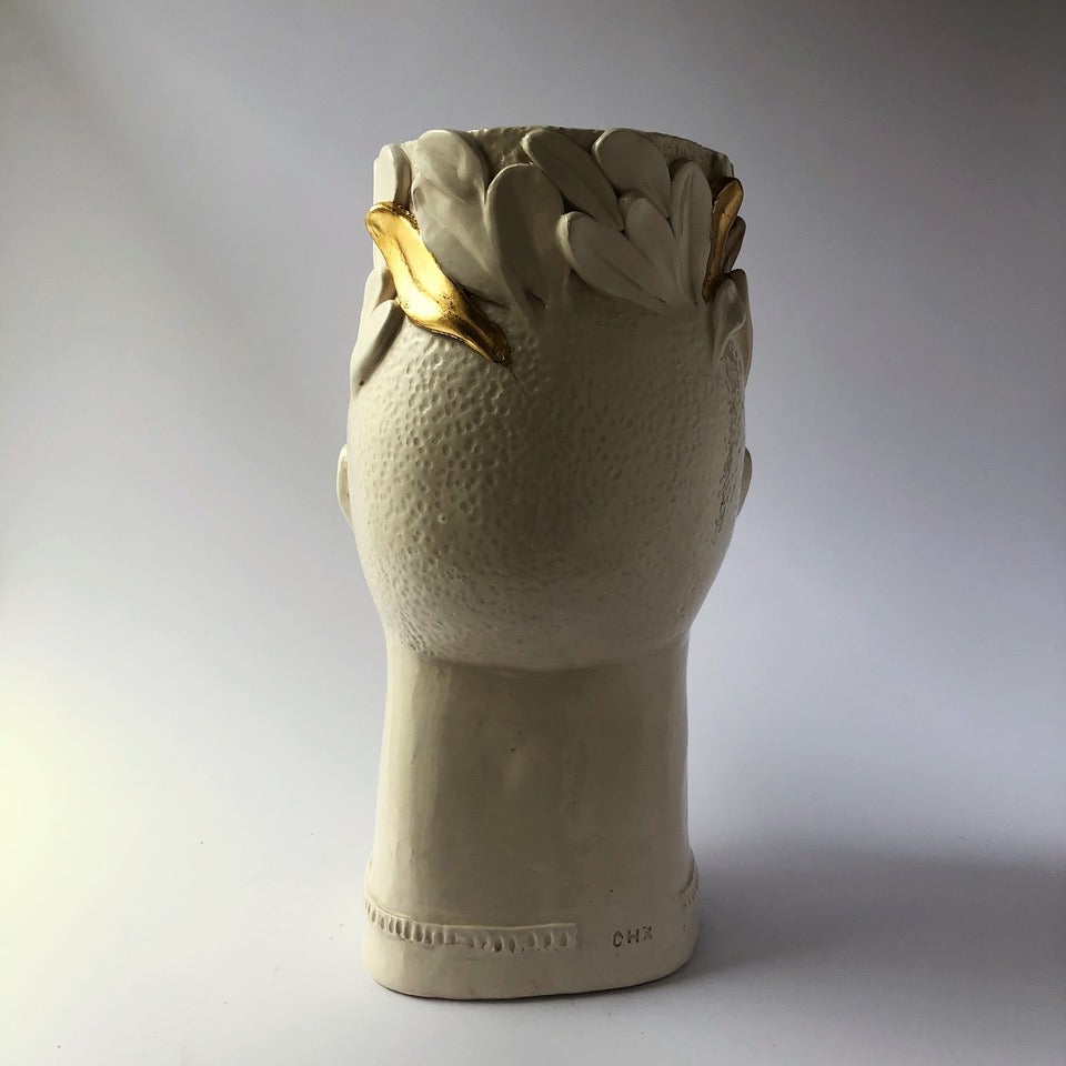 Viso Vaso Gold Leaf - Glazed ceramic vase - Chartroux Paola - Fp Art Online