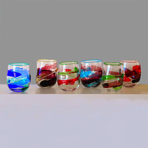 6 Sbruffo Tumblers Multicolor, Murano blown glass by Fp Art Tableware - Fp Art Online