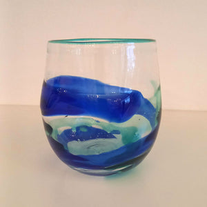 6 Sbruffo Tumblers Blue, Murano blown glass by Fp Art Tableware - Fp Art Online