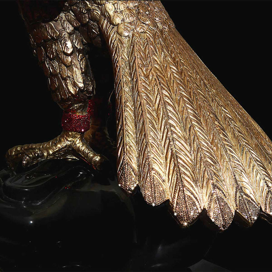 Brilliant Falcon - Golden bronze sculpture with Swarovski crystals and marble base by Fp Art Collection - Fp Art Online