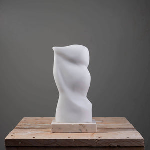 Flame-shaped marble sculpture by FP Art