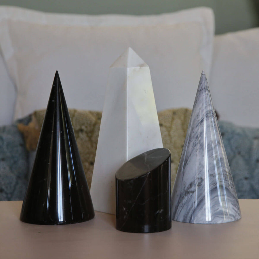 Black Cone - Black Marquina marble shelf object by Fp Art Collection - Fp Art Online