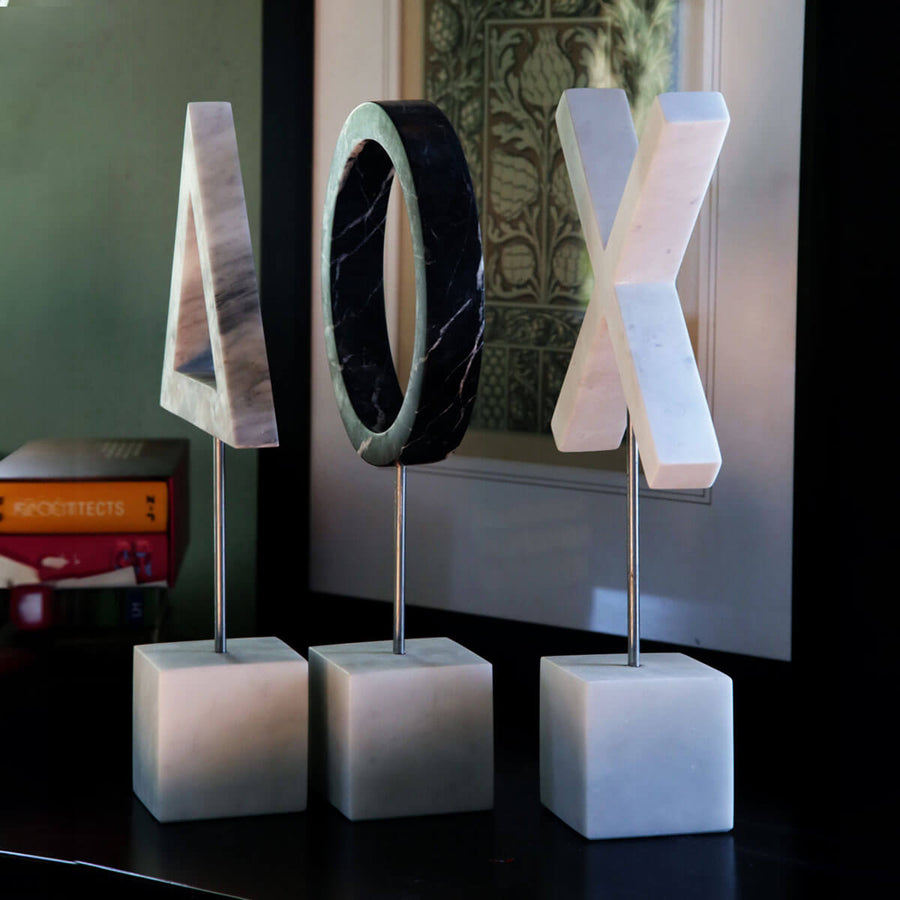 Orbital Triangle - Handmade shelf sculpture in marble by Fp Art Collection - Fp Art Online