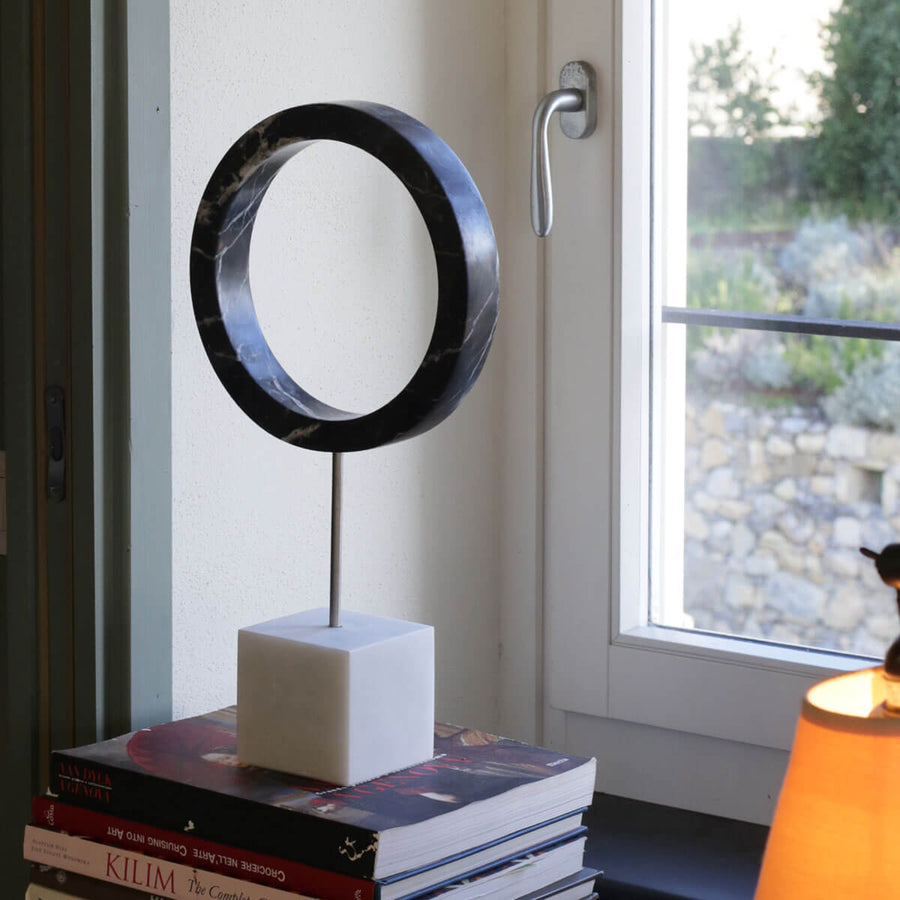 Orbital Circle - Handmade shelf sculpture in marble by Fp Art Collection - Fp Art Online