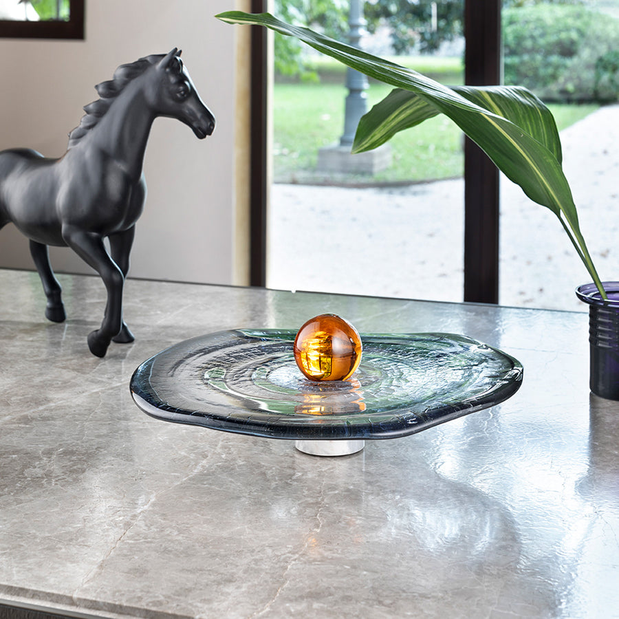 Full Moon Over High Water in Venice - Mouth-blown Murano glass and marble centerpiece by Aina Kari - Fp Art Online