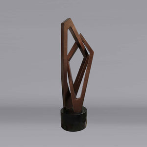 Geometric #20 - Bronze patina aluminium sculpture with black granite base by Fp Art Collection - Fp Art Online