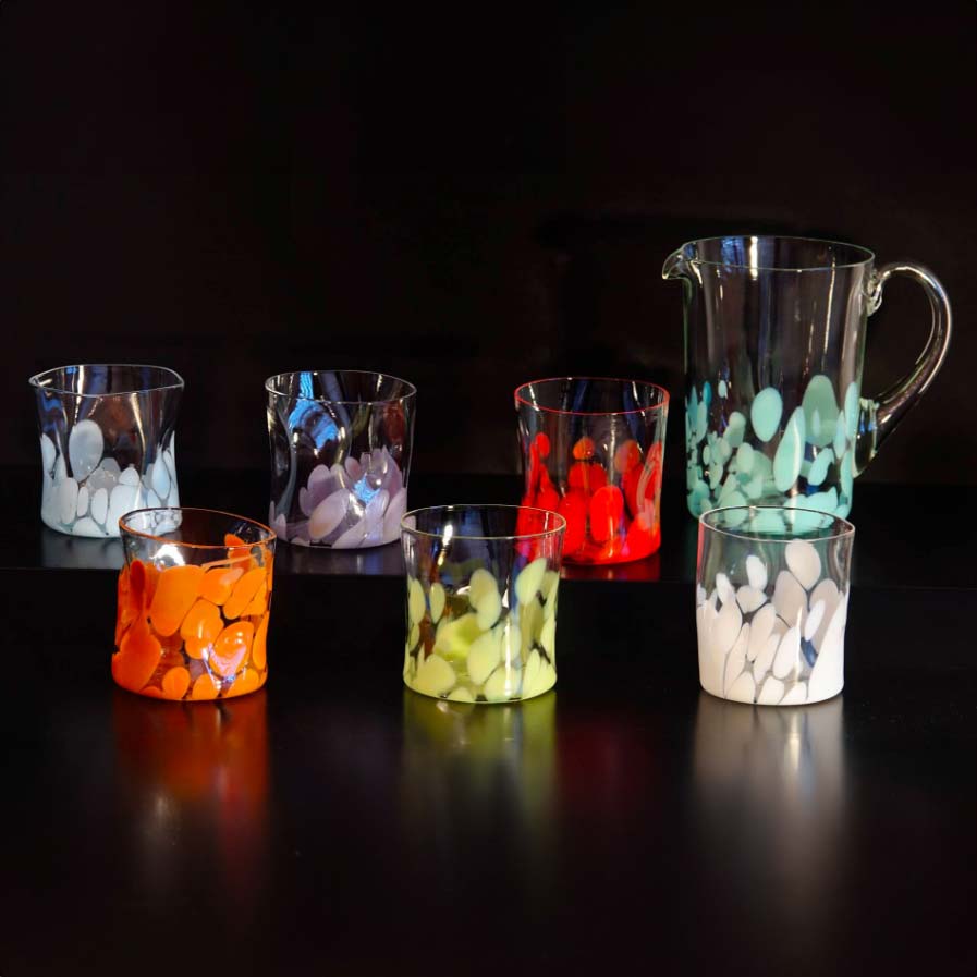 6 Goti Tumblers Multicolor, Murano blown glass by Fp Art Tableware - Fp Art Online