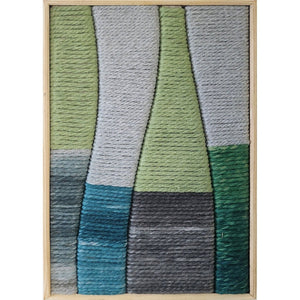 Gray Wave - Hand-colored cotton ropes wall panel with Okoume timber frame by Fp Art Collection - Fp Art Online