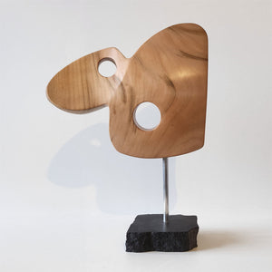 Harp #1 - Handmade cherry wood shelf sculpture with black granite base by Fp Art Collection - Fp Art Online