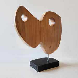 Harp #2 - Handmade cherry wood shelf sculpture with black granite base by Fp Art Collection - Fp Art Online