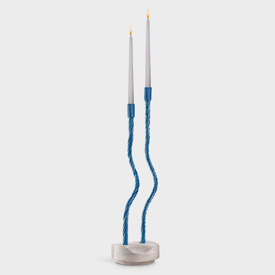 The Hug of Artisans - Mouth-blown Murano glass and marble candlestick holder by Aina Kari - Fp Art Online