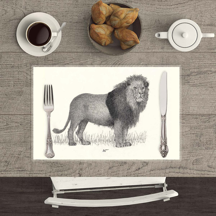 Leon Placemats with waterproof print pencil drawing by Placemats - Fp Art Online