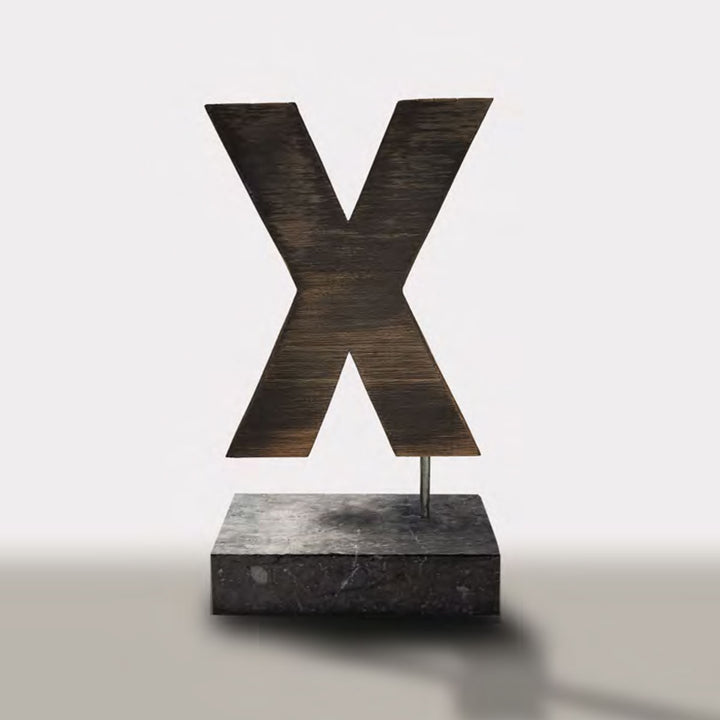 Letter X - Handmade shelf sculpture in timber by Fp Art Collection - Fp Art Online