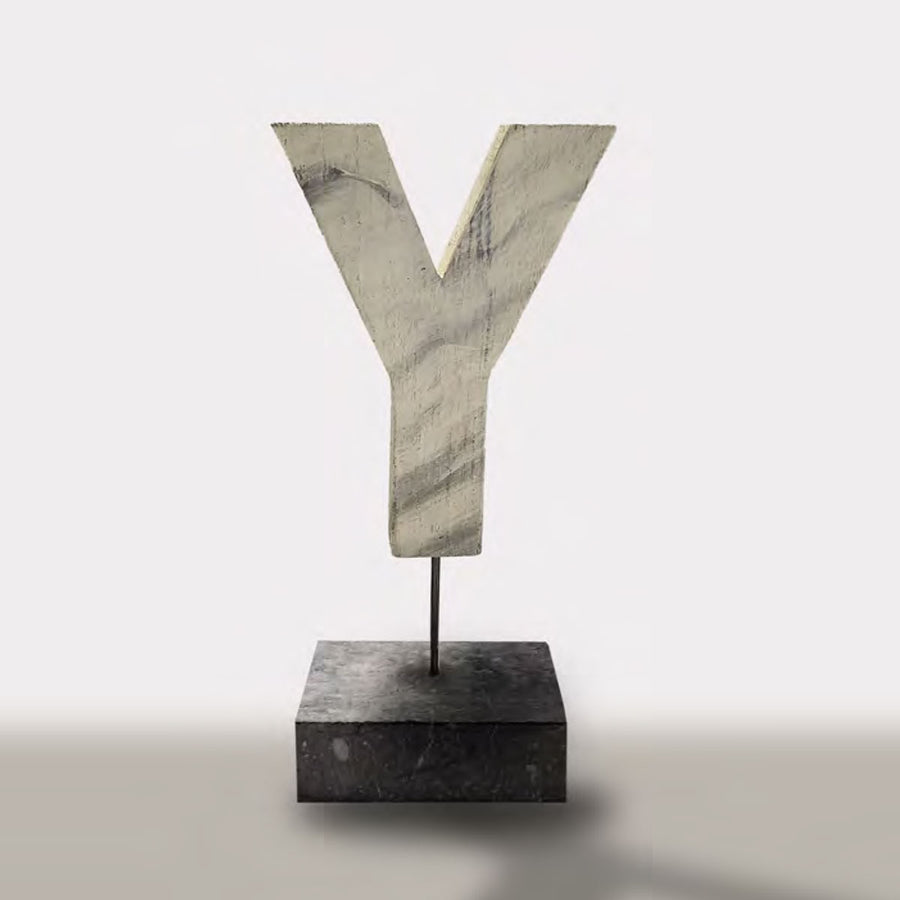 Letter Y - Handmade shelf sculpture in timber by Fp Art Collection - Fp Art Online
