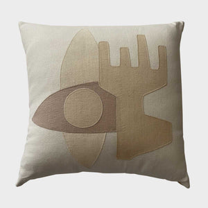 Square Decorative Cushion - Linen and hemp made with vintage fabrics by Malbec Raphaelle - Fp Art Online