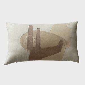 Rectangular Decorative Cushion - Linen and hemp made with vintage fabrics by Malbec Raphaelle - Fp Art Online