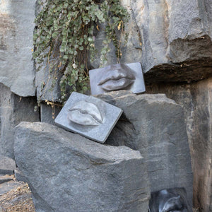 Lips Sculpture - Handmade blend of cement and natural materials by Boemi Stefania - Fp Art Online