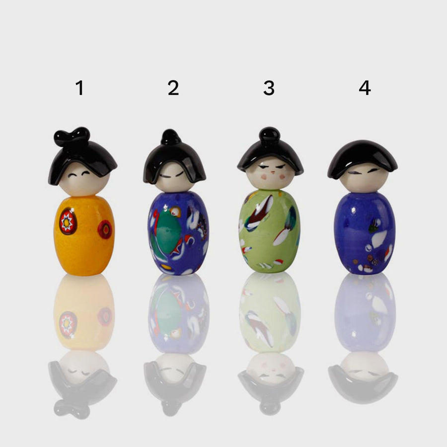 Mini Kokeshi - Mouth-blown Japanese doll glass sculpture by Fornace Mian - Fp Art Online