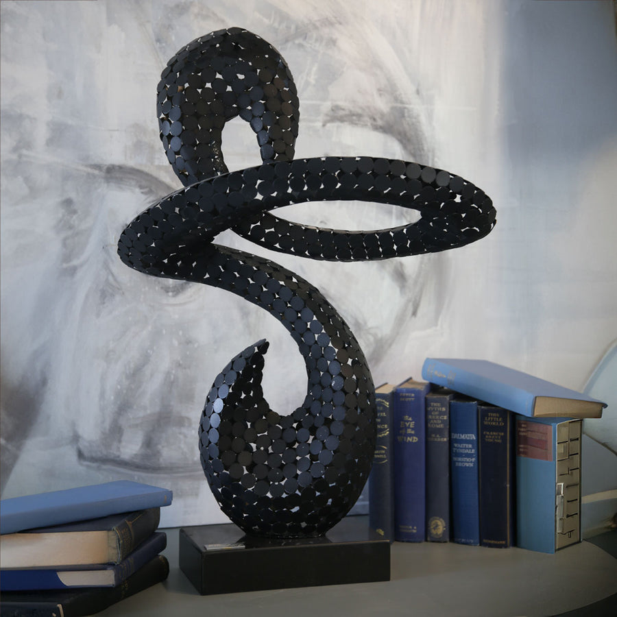Coins - Metal sculpture with black marble base by Fp Art Collection - Fp Art Online