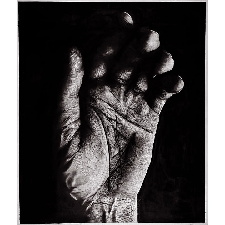 Not Just A Hand - Pure carbon and graphite on cotton paper by Provaso Davide - Fp Art Online