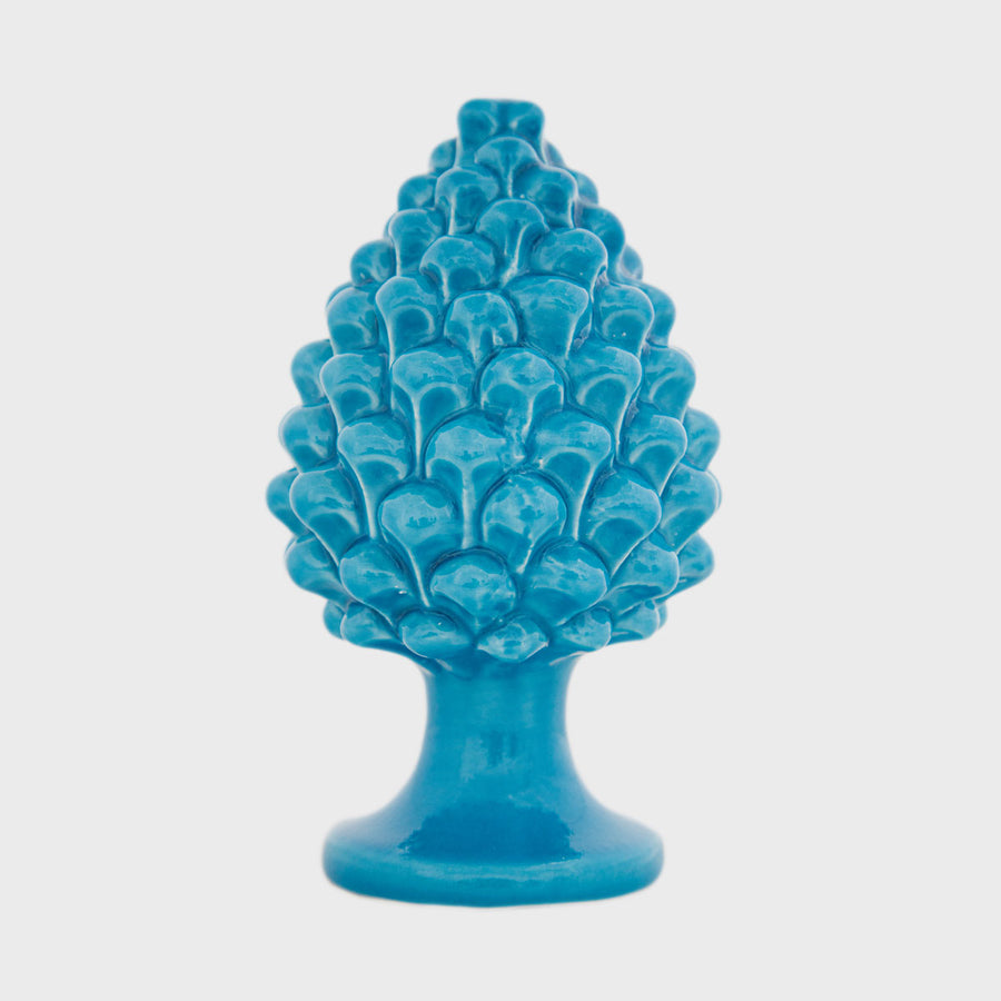 Pine Cone Blue - Ceramic sculpture, glazed by immersion by Agaren - Fp Art Online