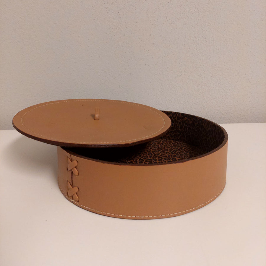 Round Rope Leather Box with Lid by Fp Art Collection - Fp Art Online