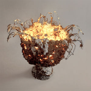 Scribble Cup - Luminous table sculpture made of wire, and cotton paper pulp by Giannelli Renata - Fp Art Online
