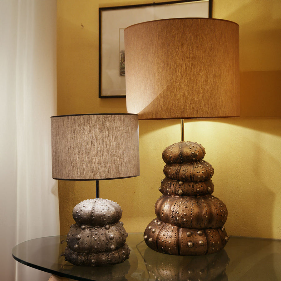 Small Sea Urchin Lamp - Resin base with grey cotton lamp shade by Fp Art Collection - Fp Art Online