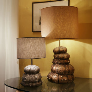 Large Sea Urchin Lamp - Resin base with grey cotton lamp shade by Fp Art Collection - Fp Art Online
