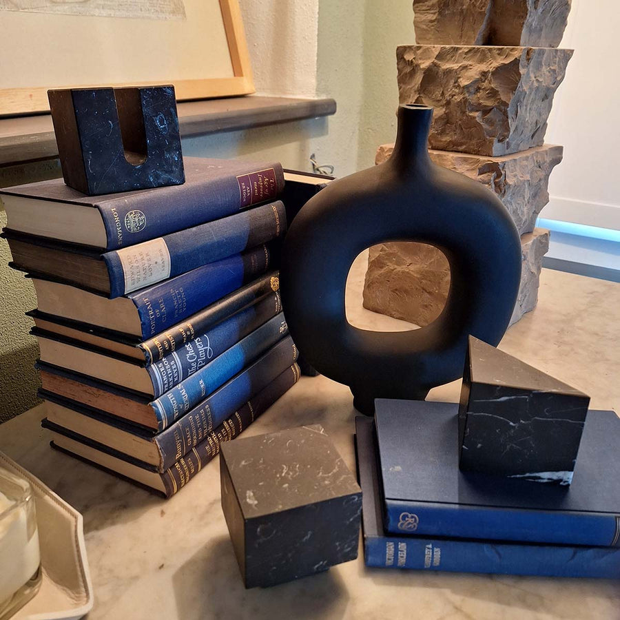 Black Cube - Black Marquina marble book holder by Fp Art Collection - Fp Art Online