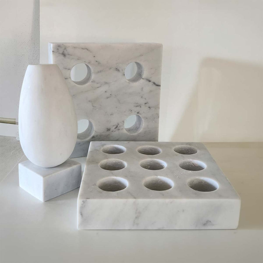Nine Marble Dots - Handmade shelf sculpture in marble by Fp Art Collection - Fp Art Online