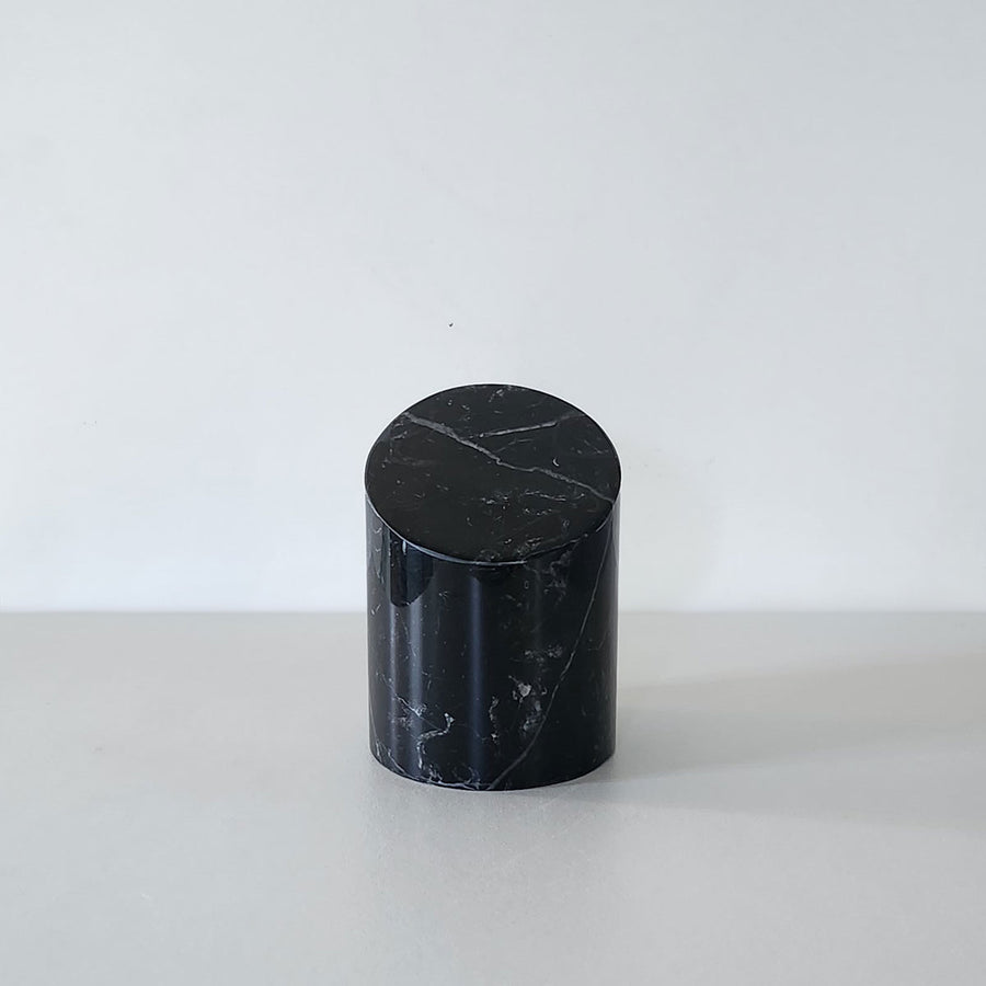 Black Small Cylinder - Black Marquina marble shelf object by Fp Art Collection - Fp Art Online