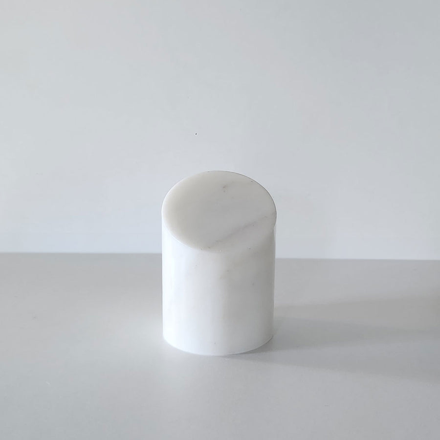 White Small Cylinder - Carrara marble shelf object by Fp Art Collection - Fp Art Online