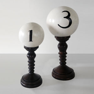 White Spheres On Pedestal - Handmade shelf sculptures in timber by Fp Art Collection - Fp Art Online