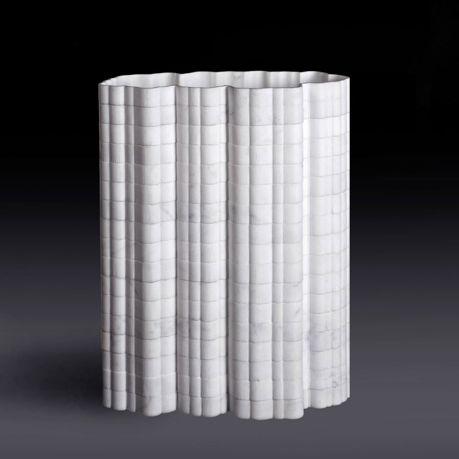 Stripe A3, Extremely thin statuary marble vase by Bufalini Marble Ulian Paolo - Fp Art Online