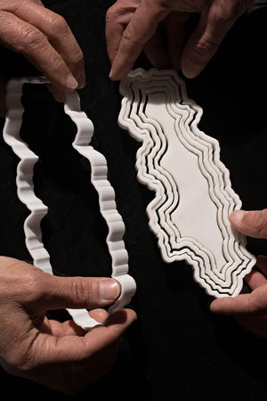 Stripe A3, Extremely thin statuary marble vase by Bufalini Marble Ulian Paolo - Fp Art Online