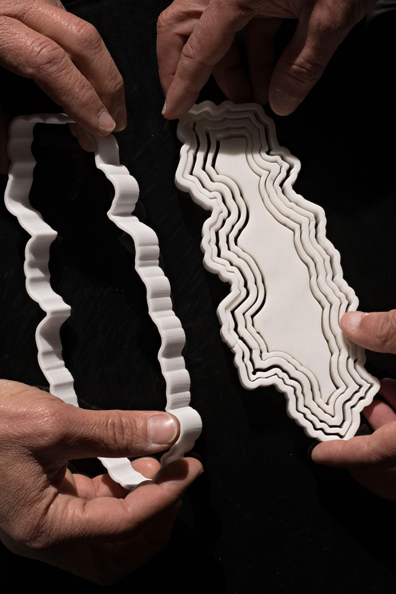 Stripe A3, Extremely thin statuary marble vase by Bufalini Marble Ulian Paolo - Fp Art Online