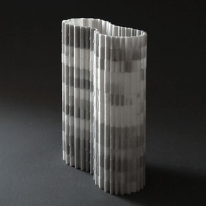 Stripes B2, Extremely thin olympic striped marble vase by Bufalini Marble Ulian Paolo - Fp Art Online