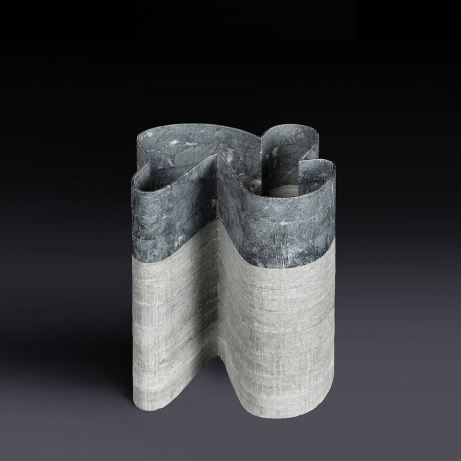 Stripes C3, Extremely thin lagoon green / Indian green marble vase by Bufalini Marble Ulian Paolo - Fp Art Online