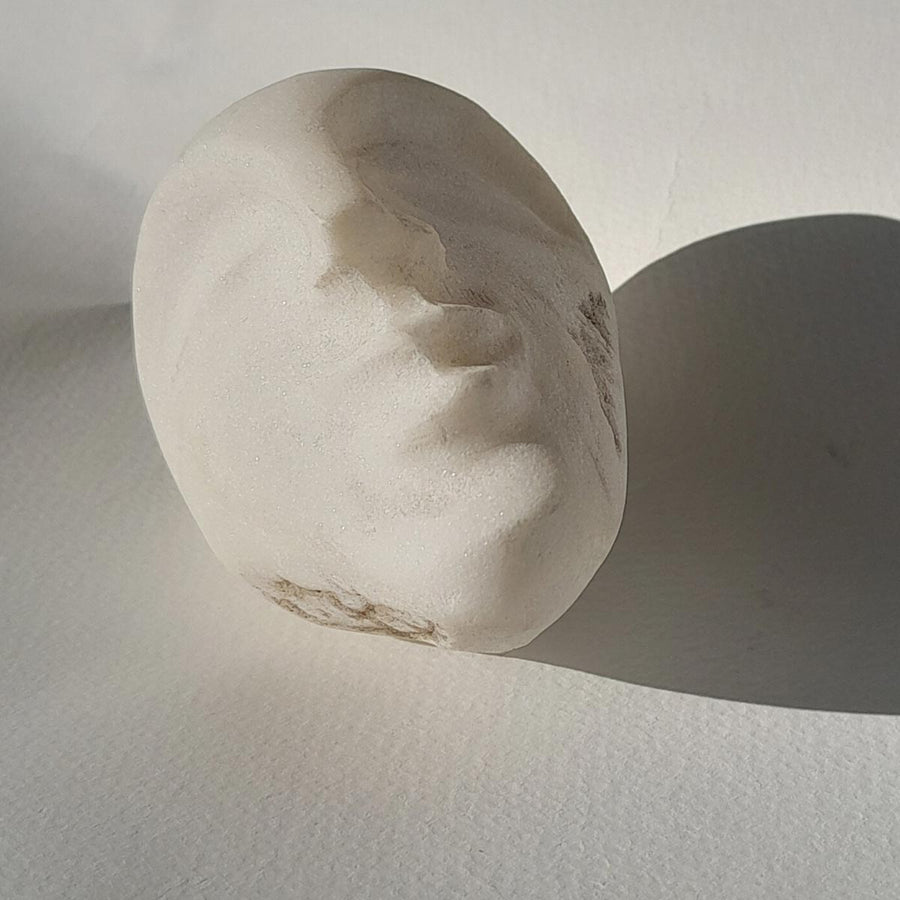 Testolina 1 - Alabaster marble sculpture by Rando Paola - Fp Art Online