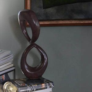 Two Rings #07 - Bordeaux patina bronze sculpture with black granite base by Fp Art Collection - Fp Art Online