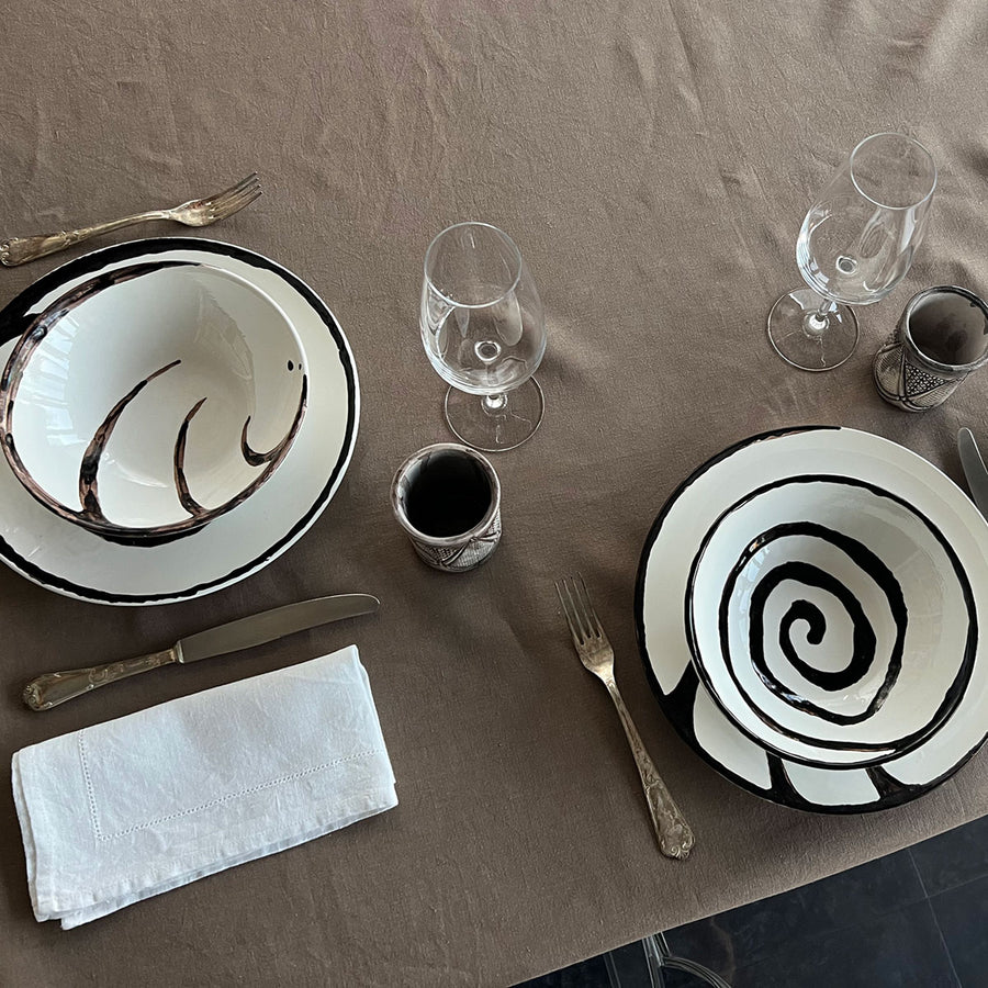 "Vertigo One" Dining Set For 2 (6 pcs), Handmade ceramic plates by La Falce Giovanna - Fp Art Online