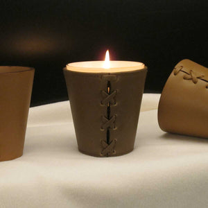 Scented Candle Glass with Leather Cover - Fp Art Collection - Fp Art Online